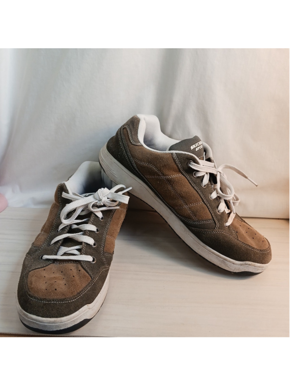 Skechers Sport Men's Leather Skate Shoe Khaki Size 14